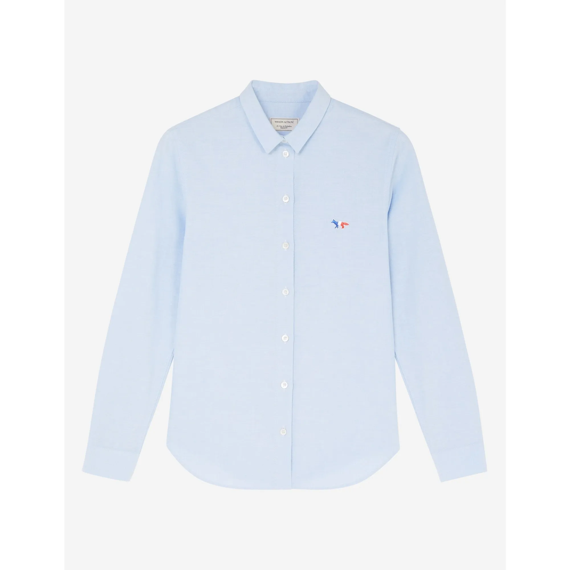 Women Oxford Tricolor Fox Patch Classic Shirt - Light Blue